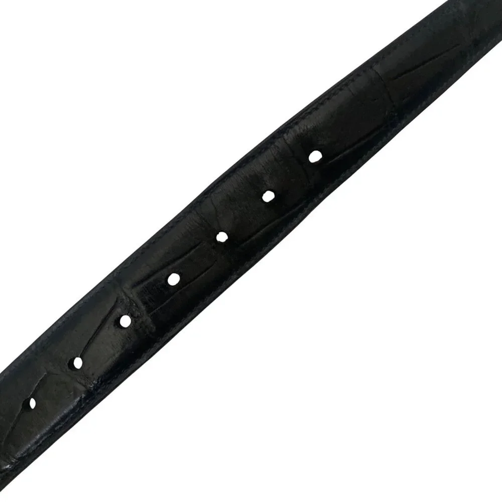 Trafalgar Black Crocodile Embossed Leather Belt Mens 38 Brass Buckle Made In USA